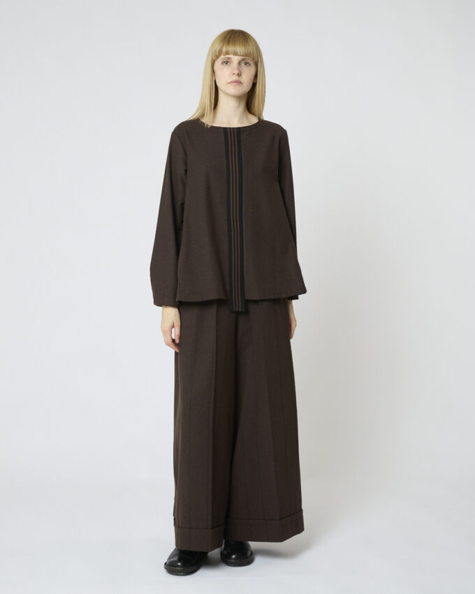 maglia dritta con costina davanti