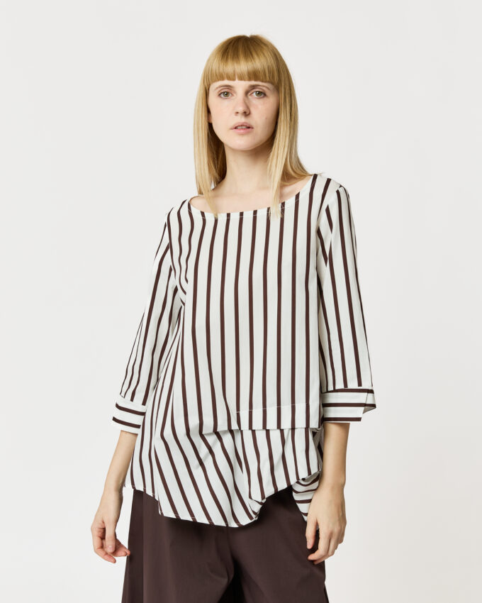 camicia larga in cotone a righe
